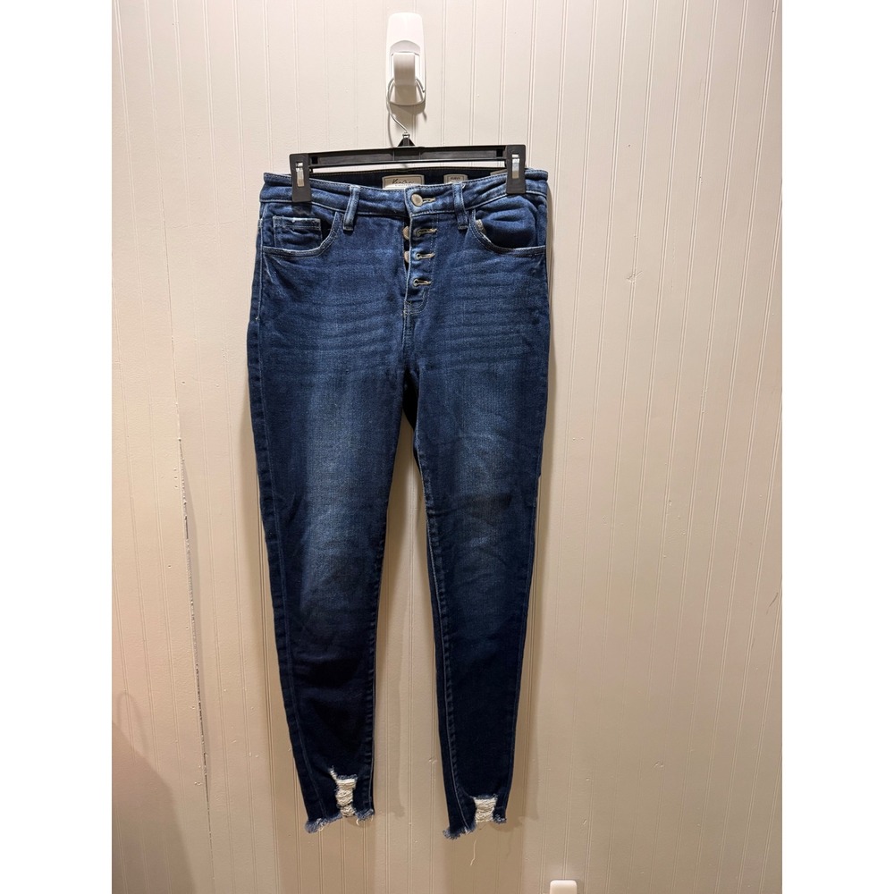 KanCan Signature Kurvy Mid Rise Ankle Skinny Jeans Dark Wash Button Fly 27
